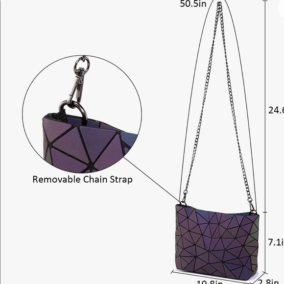 🔥 Geometric Luminous Purses Handbags Holographic Reflective Crossbody Bag - Picture 5 of 5